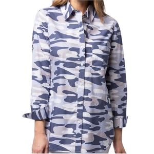 Tyler Boe M New Purple Gray Camo Campaign Button Up Down Top Shirt M Blouse Crew